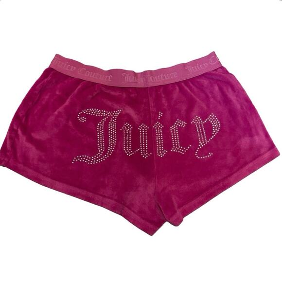 Juicy Couture Pants - Juicy Couture Women's Velour Sleep Shorts Pink Rhinestone Logo S Small bling